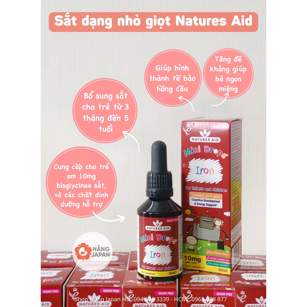 Sắt Natures Aid Iron dạng giọt 50ml cho bé từ 3m-5 tuổi