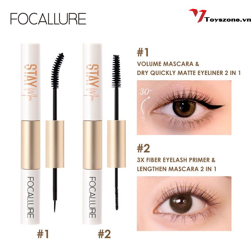Mascara hai trong một FOCALLURE chống thấm nước không nhòe uốn cong làm dày và dài mi
 | BigBuy360 - bigbuy360.vn