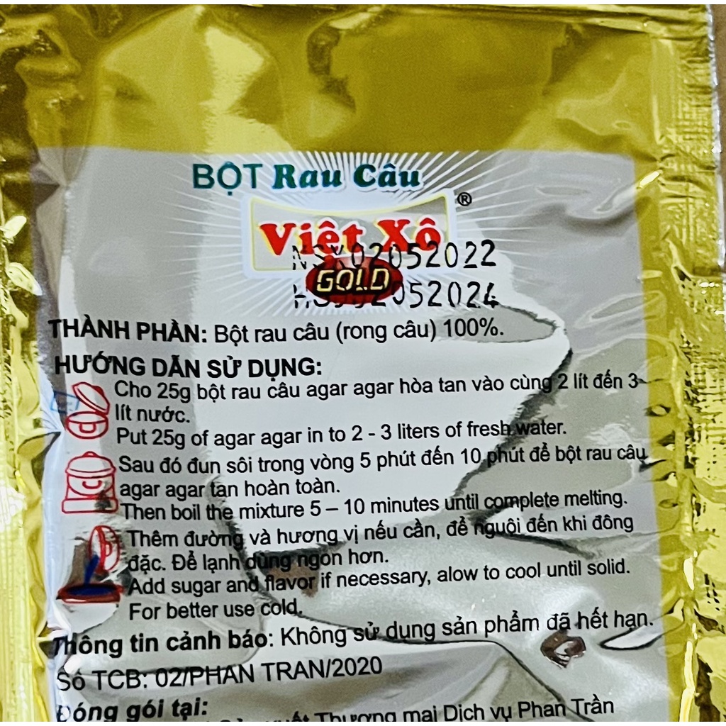 Bột rau câu Việt Xô Gold gói