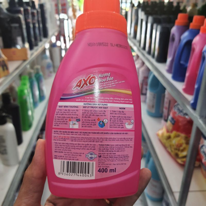 Nước tẩy quần áo màu AXO hương hoa đào 400ml