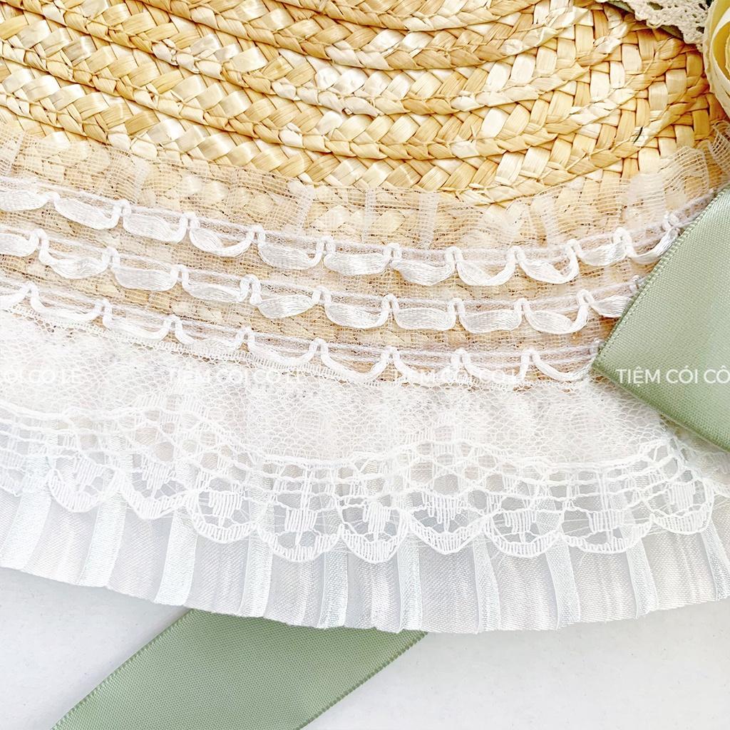 Nón cói ren hoa phong cách Lolita đi biển, chụp ảnh ngoại cảnh, lookbook xinh ngất ngây - Tiệm Cói Cô Lê