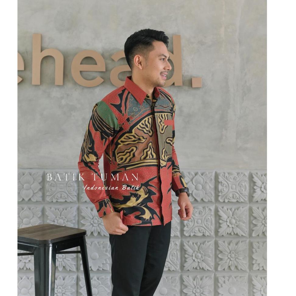 Hôm Nay (SLIMFIT & Regular) Áo Sơ Mi Nam Màu Hồng Đậm Batik Trừu Tượng Mega Mendung 1653)