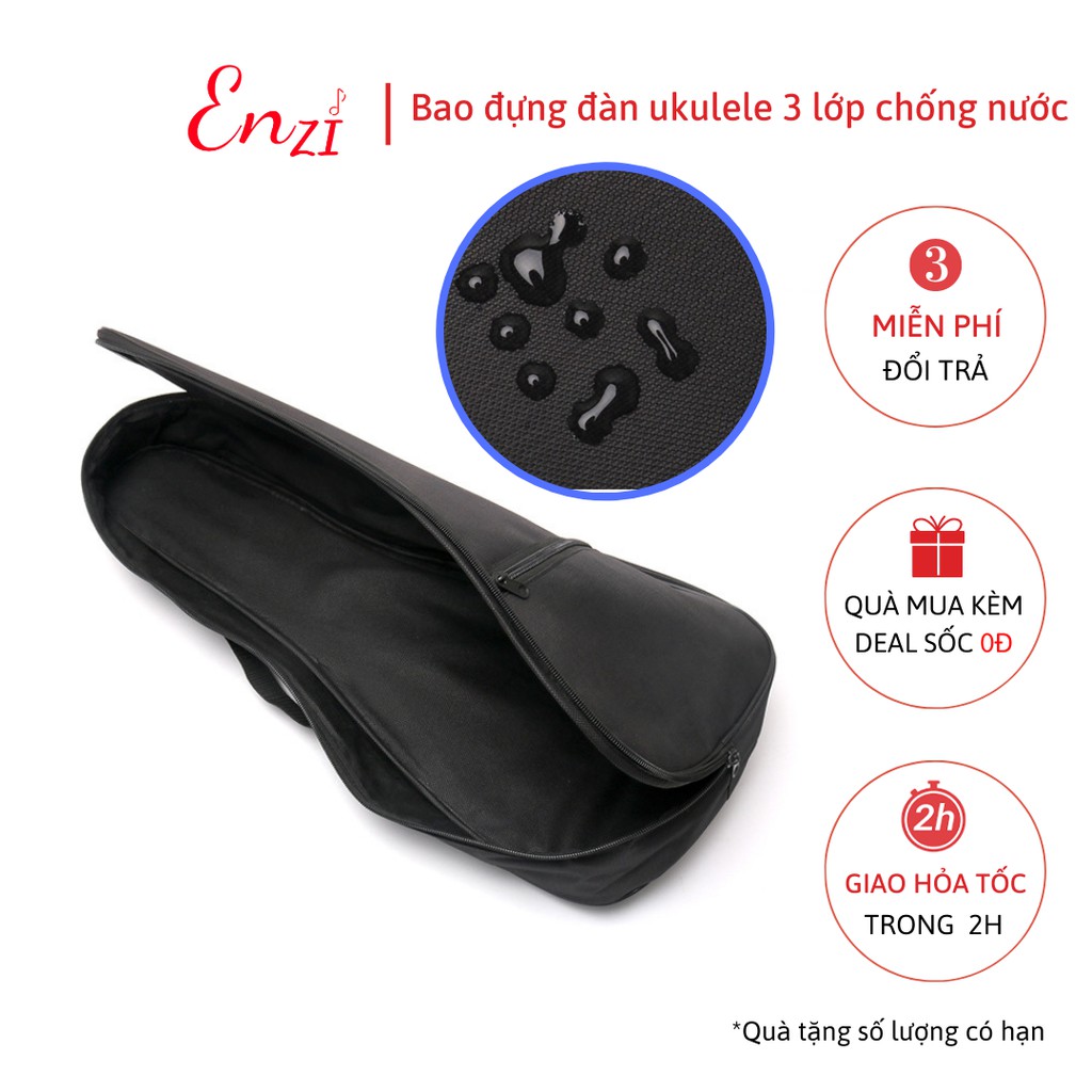 Bao đàn ukulele loại dày 3 lớp bền đẹp chống thấm nước và bao 1 lớp chất lượng cho đàn 21 23 26 inch Enzi