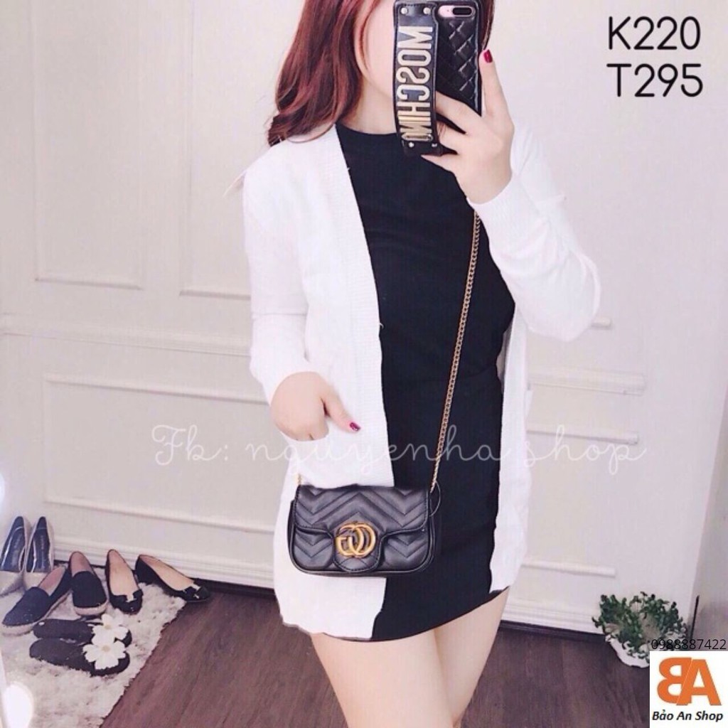 Áo khoác Cardigan chất len tay dài có túi hot_có ảnh mộc