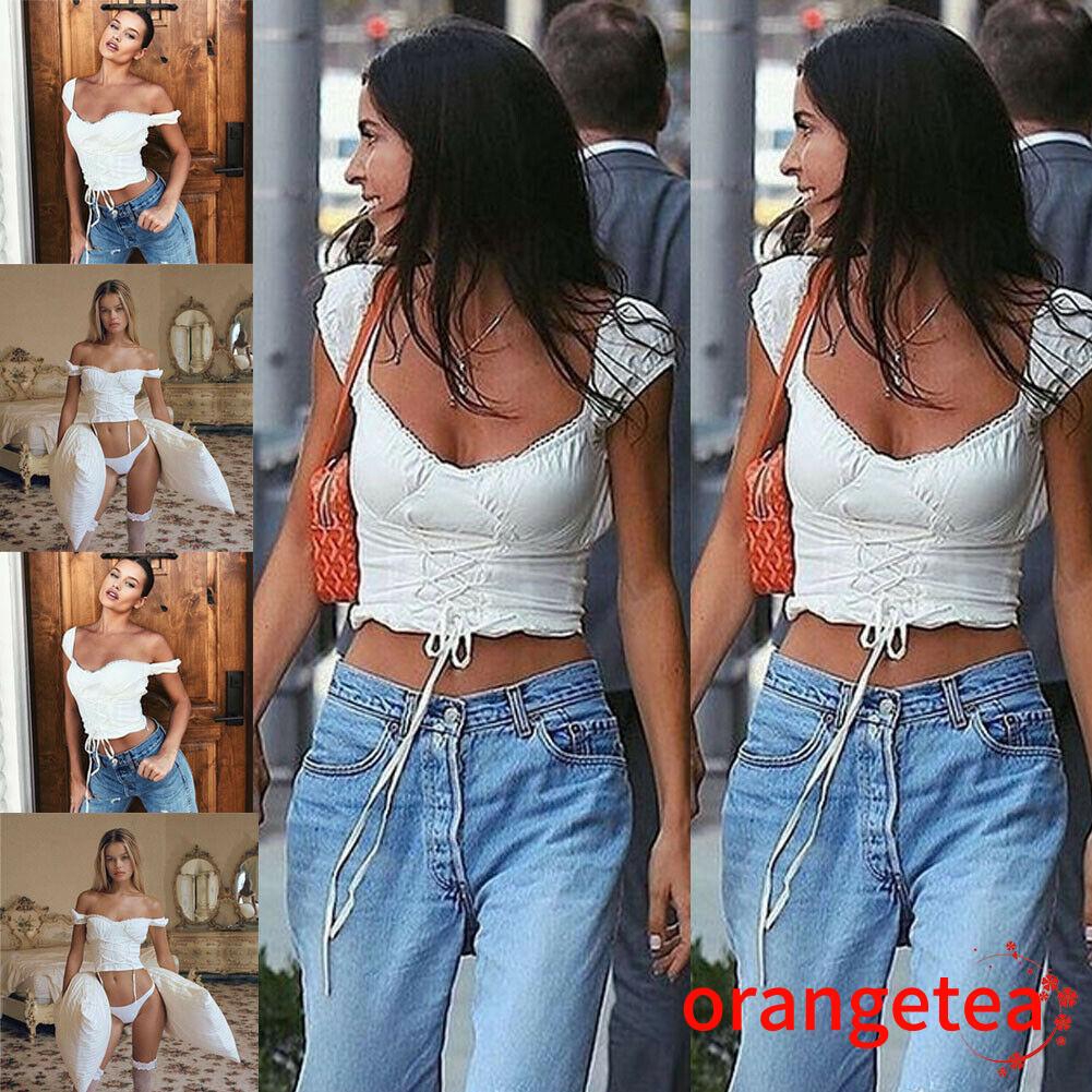 Áo Croptop Trễ Vai Thời Trang Mùa Hè Cho Nữ