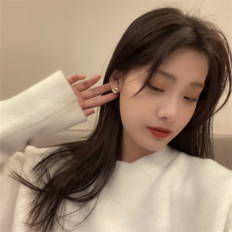 Bông Tai Bạc 925 Hình Trái Tim Nhỏ Đơn Giản Cá Tính C332