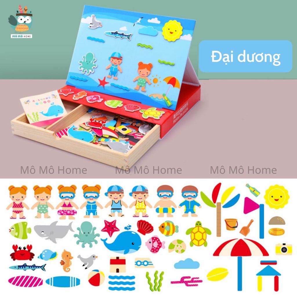 Đồ chơi xếp hình ghép hình nam châm cho bé nhiều chủ đề Toán học, động vật, phương tiện giao thông - Mô Mô Home