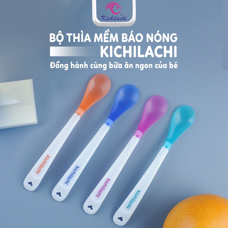 Bộ Thìa Mềm Báo Nóng Richell - Kichilachi Cho Bé Ăn Dặm