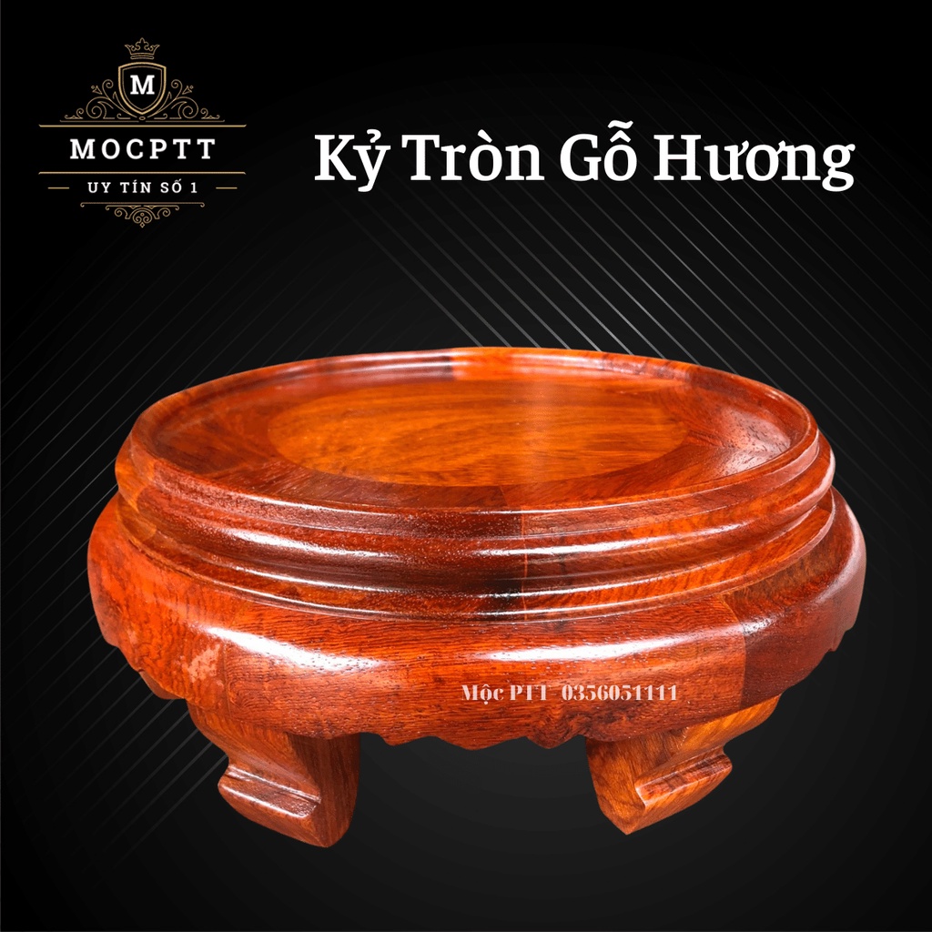 Kỷ Tròn , Đế Tượng , Đôn nhỏ gỗ Hương Ta Cao 9 cm trang trí phòng khách , phòng làm việc , phòng thờ