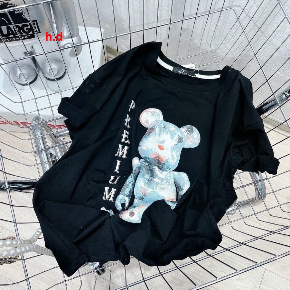 Áo thun tay lỡ cổ tròn gấu Bearbrick Premium hot trend summer 2022 unisex basic dáng oversize nam nư cotton