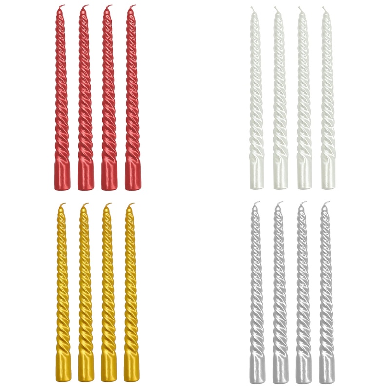 Set 4 nến sáp dài thiết kế kiểu xoắn ốc dành cho trang trí bữa tối
