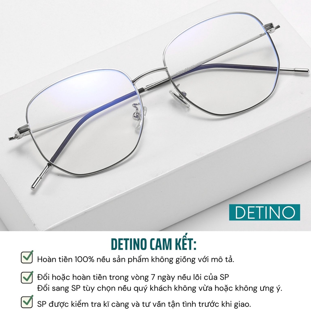 Gọng kính nam Hàn Quốc đẹp cao cấp hình vuông mặt tròn, mắt kính nam thời trang cận chống UV - ánh sáng xanh DETINO K02