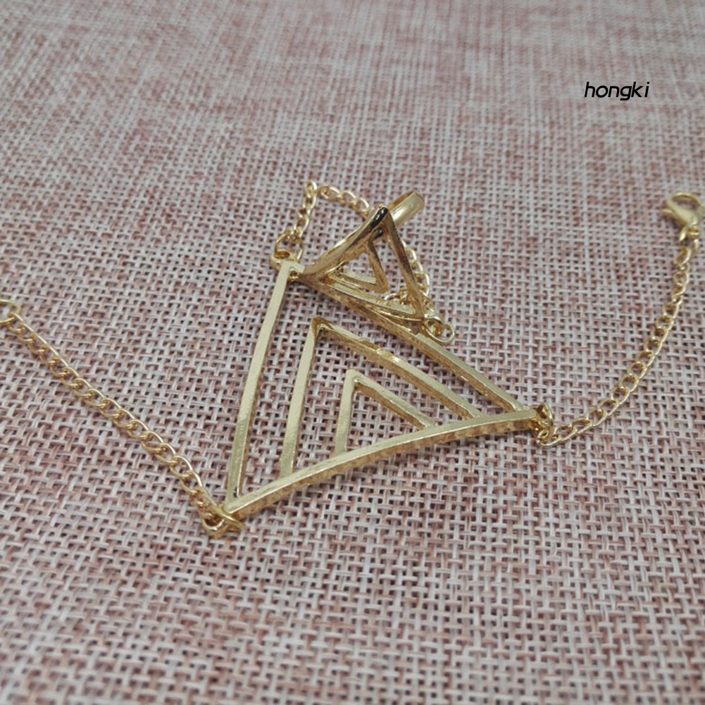 Vòng Tay Kết Hợp Nhẫn Hình Tam Giác Thời Trang Cho Nữ