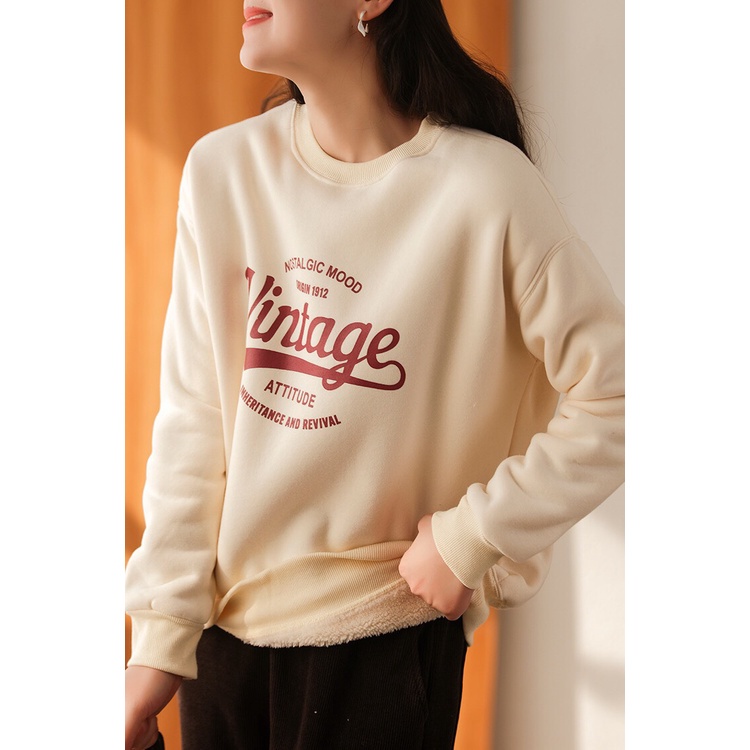 Áo Nỉ Sweater Form Rộng Unisex In Chữ VINTAGE Cực Đẹp Chất Nỉ poly Hai Lớp