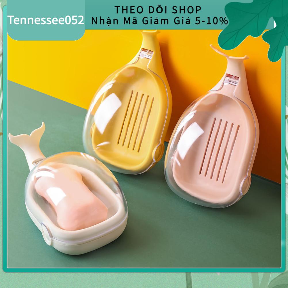 Khay Đựng Xà Phòng Hai Tầng Hình Cá Voi Hoạt Hình Dễ Thương Chống Nước Có Nắp Lật Cho Nhà Tắm