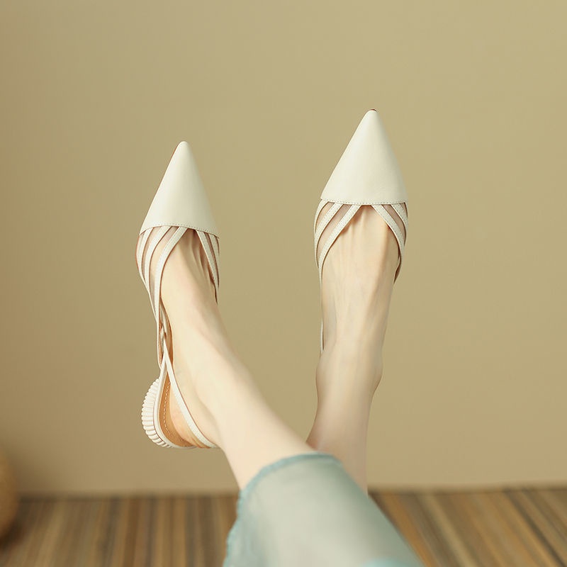 Giày Sandal Mũi Nhọn Gót Dày Thoải Mái Thời Trang Mùa Hè 2022 Mới Cho Nữ