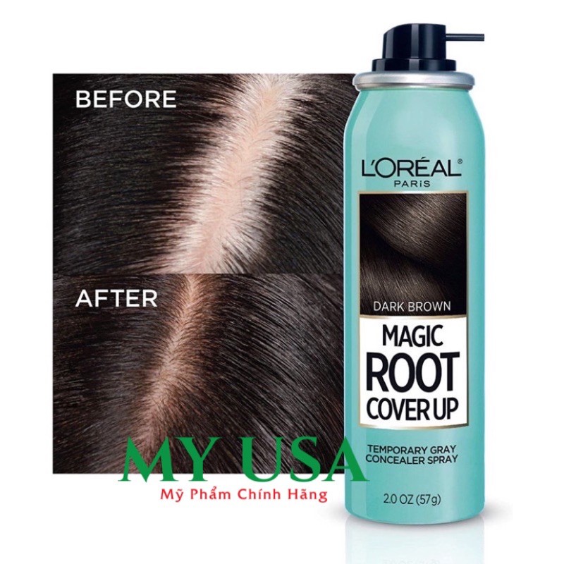 Xịt nhuộm tóc tạm thời ❤️ Xịt nhuộm phủ chân tóc bạc tạm thời Loreal Paris Magic Root Cover Up 57g