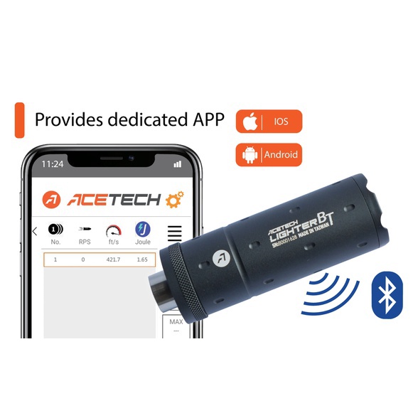 Phụ kiện Tracer Acetech Lighter BT Bluetooth đo tốc độ qua app kèm hiệu ứng lửa có adapter ren trong và ngoài 11mm 14mm