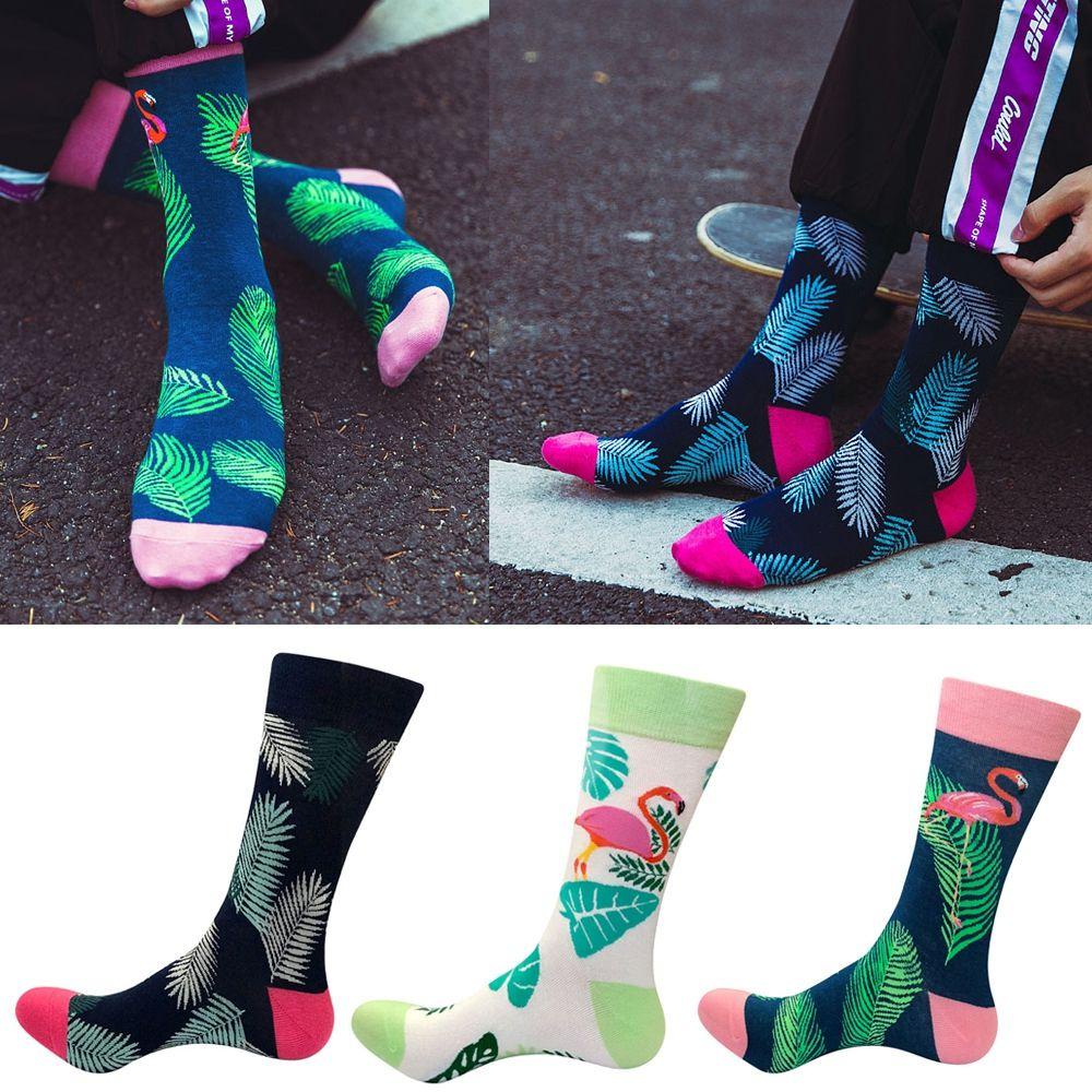 Vớ Cotton Giữ Ấm Mùa Đông In Họa Tiết Chim Hồng Hạc Phong Cách Hipster Cổ Điển