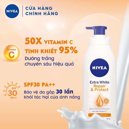 Sữa dưỡng thể giúp săn da, dưỡng trắng Nivea ban đêm, chống nắng ngày (400ml)