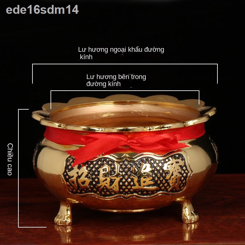 ↂ☇Lư hương trầm gỗ đàn 3 chân bằng đồng hợp kim nguyên chất cho ông thần tài