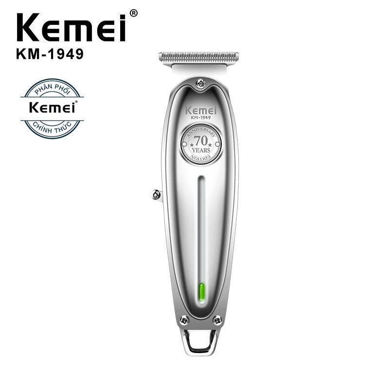 Tông đơ cắt tóc bấm viền cao cấp kemei 1949 sang trọng tinh tế công suất 5w vỏ hợp kim nguyên khối pin trâu lưỡi cắt sắc