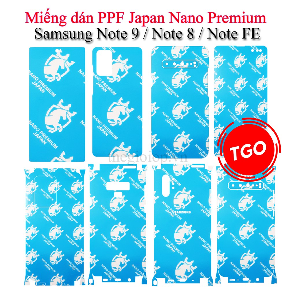 Miếng dán PPF Japan Nano Premium Samsung Note 9 / Note 8 / Note FE màn hình, mặt lưng