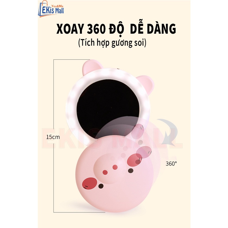Máy sưởi tay mini đa năng có Đèn và Gương trang điểm Máy giữ ấm tay mùa lạnh Sạc USB