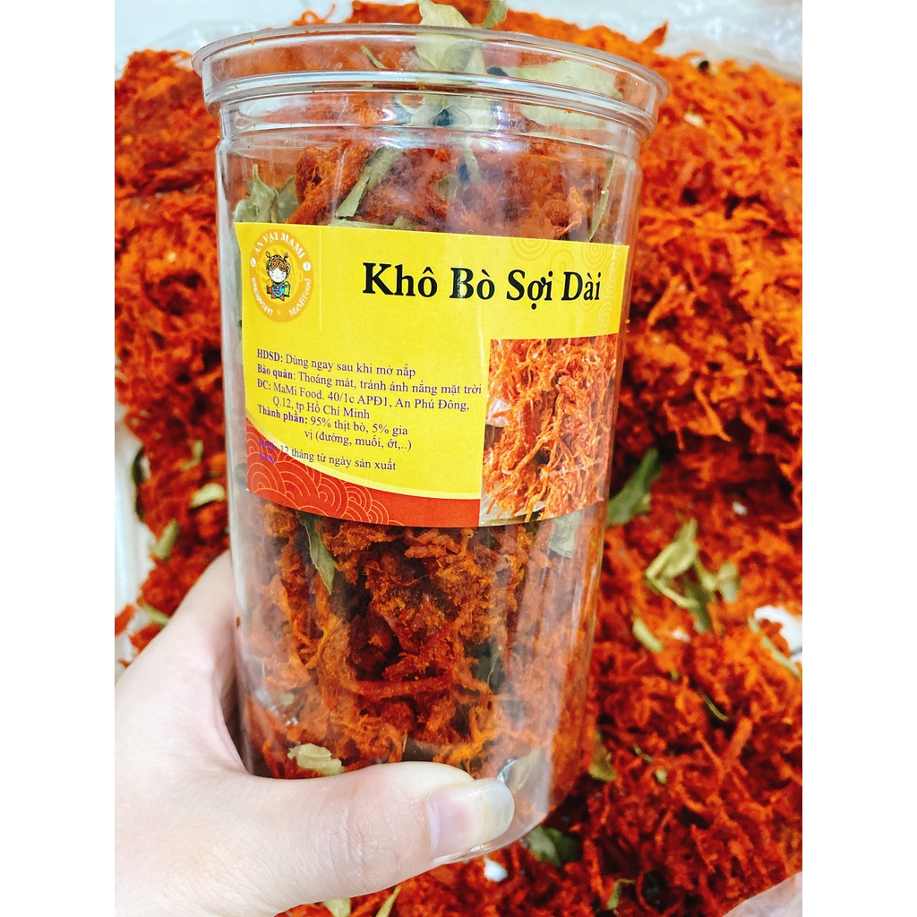 KHÔ BÒ SỢI LÁ CHANH, lon pet 300g, loại ngon, Mami Food