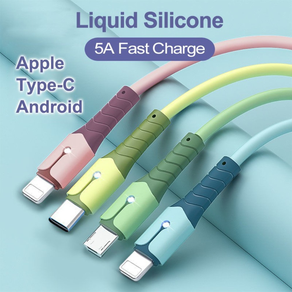 Dây cáp sạc nhanh 5A/Type C/Micro USB nhiều màu sắc tùy chọn 2m chất lượng cao