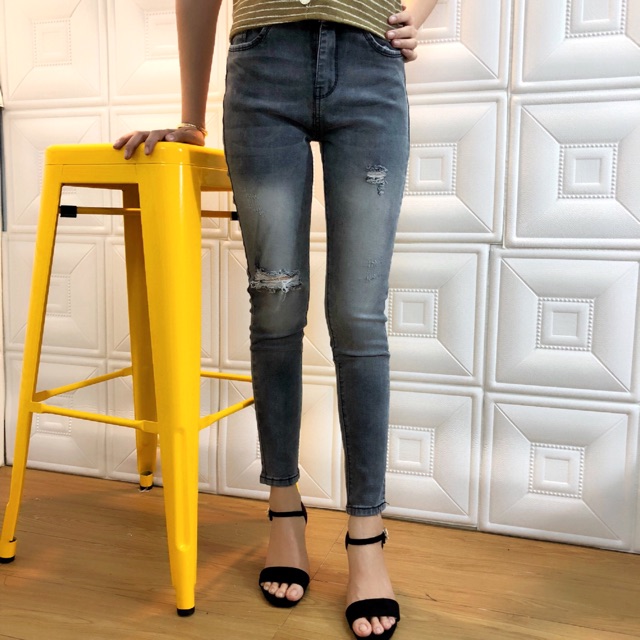 ⚡️Quần Jeans Nữ Co Giãn Màu Xám - 0049