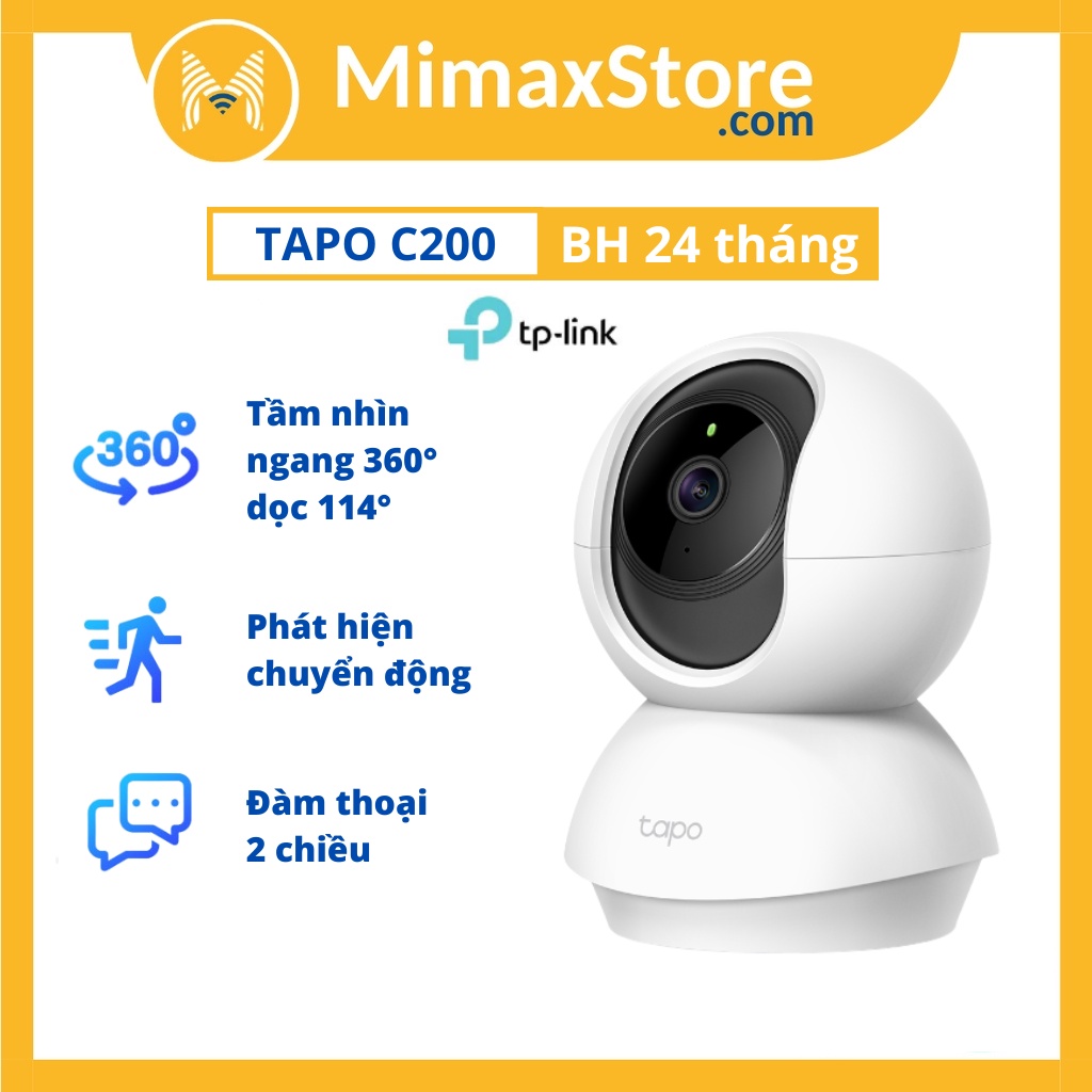 Camera Wifi TP-link Tapo C200 Camera 360 1080p | Hàng Chính Hãng | Bảo Hành 24TH | Mimax Store