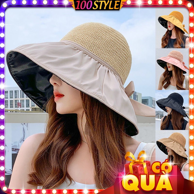 Nón Vành 2 Lớp Chống UV Đan Lưới Kiểu Cói Hot Trend