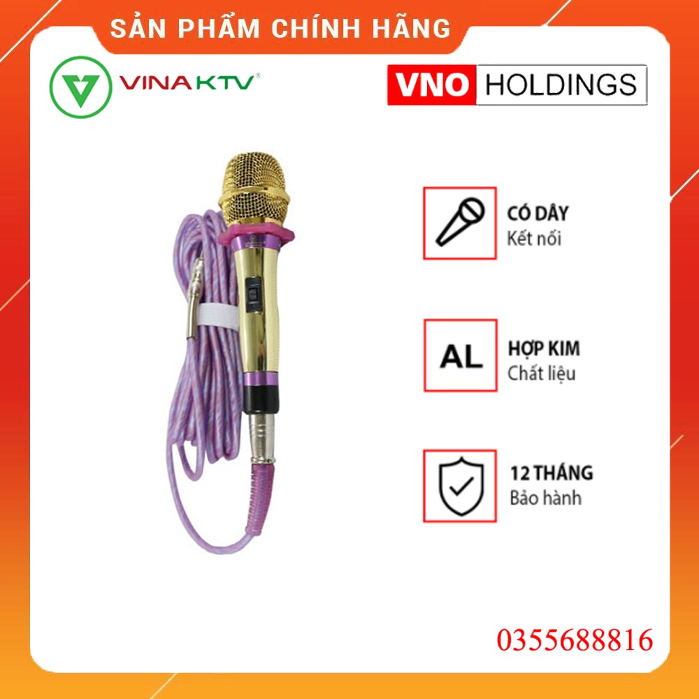 [Bảo hành 12 tháng] Mic hát karaoke có dây Vina KTV VN999 CHÍNH HÃNG - Micro có dây VinaKTV 999 cao cấp