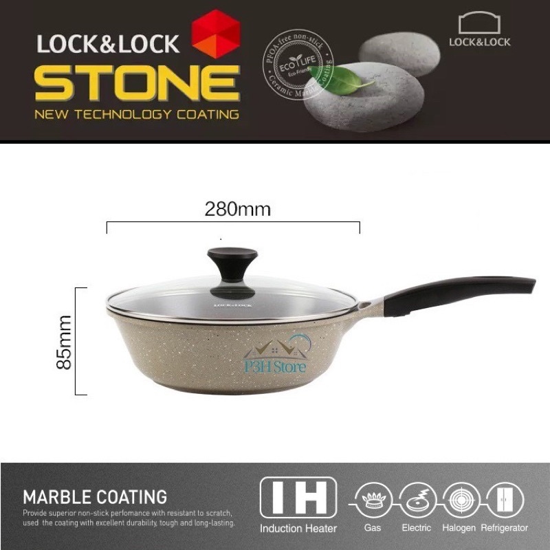 Chảo Sâu Lòng Đáy Phẳng Đá Stone Lock&Lock 28cm/30cm  LCA6285D
