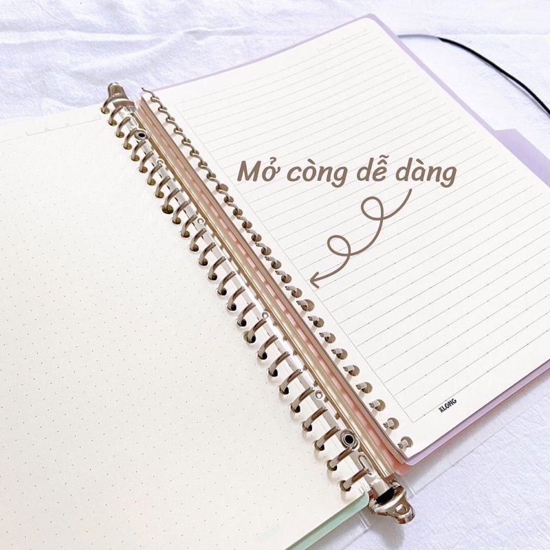 SỔ CÒNG BINDER 26 LỖ SIZE B5 RUỘT CARO 200 TRANG CÓ THỂ REFILL THÊM GIẤY BULLET JOURNAL