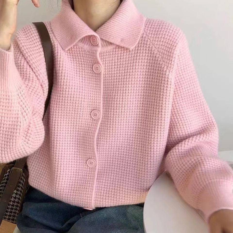 Áo Khoác Cardigan Dệt Kim Dáng Rộng Màu Trơn Thời Trang Thu Đông Hàn Quốc 2023 Mới