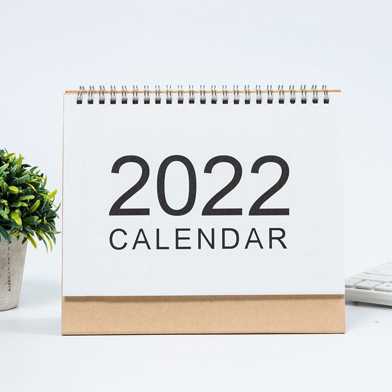 Lịch để bàn 2022 đơn giản, lịch để bàn văn phòng chữ a kèm ghi chú, decor phong cách vintage full tiếng anh