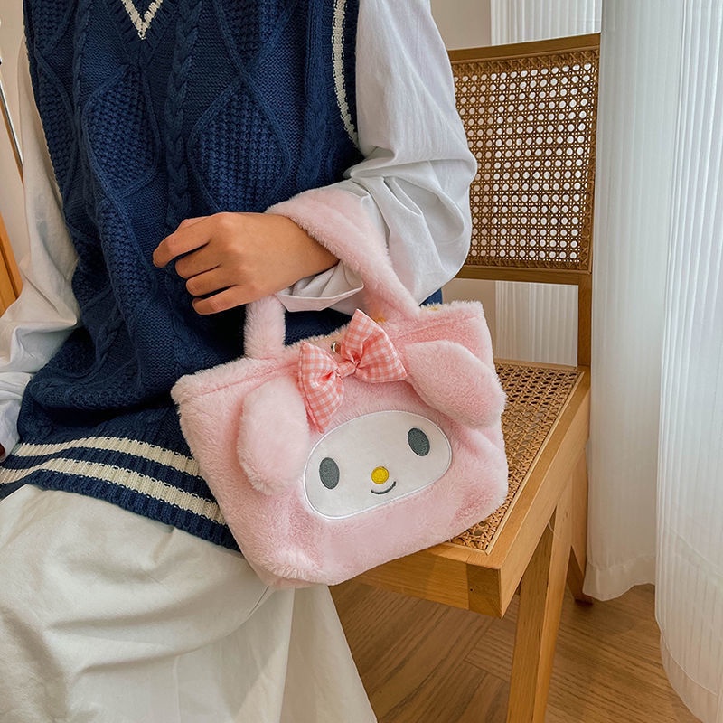 Túi Xách Tote Phủ Bông Họa Tiết Hoạt Hình Phong Cách Nhật Bản Đáng Yêu Dành Cho Bé Gái