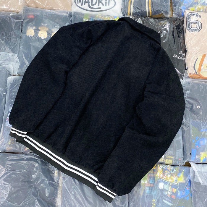 Áo Bomber/ Áo khoác nhung tăm Ulzzang cúc bấm nam nữ Wonder - GIN STORE