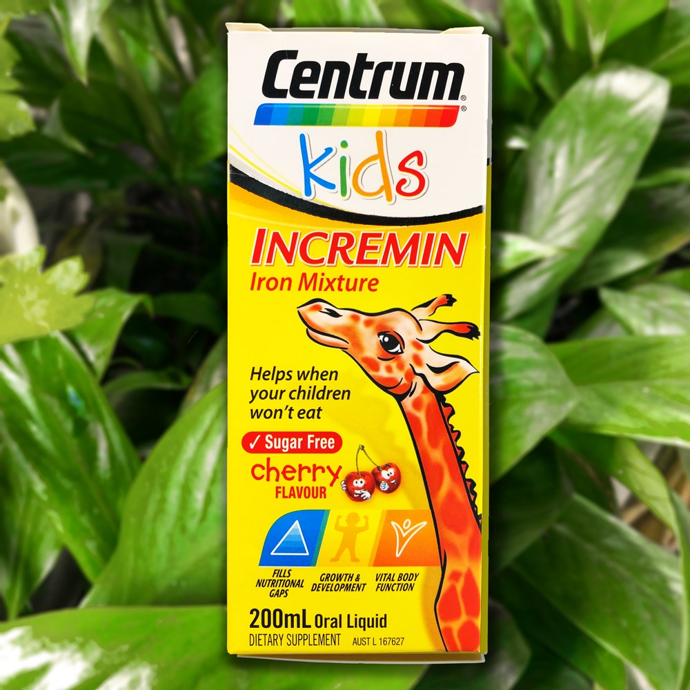 Siro Centrum Kids Incremin Iron Mixture Úc (200ml), Siro hươu cao cổ giúp ăn ngon, hấp thu tốt hơn cho bé từ 6M+