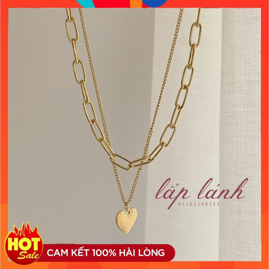 [HOT] VÒNG CỔ DÂY CHUYỀN 2 DÂY MẶT TRÁI TIM CÁ TÍNH PHONG CÁCH CHÂU ÂU 214VC036
