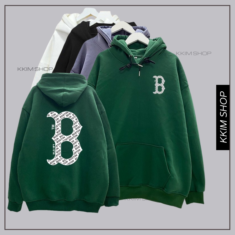 Áo Nỉ HOODIE NY BOSTON form rộng oversize, Áo hoodies MLP XANH LÁ unisex nam nữ chất liệu Nỉ bông cao cấp KKIM SHOP