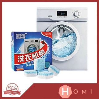 Viên tẩy lồng máy giặt, [HỘP 12 VIÊN] bột vệ sinh lồng máy giặt, Sủi sạch vi khuẩn, Tẩy sạch cặn bẩn máy giặt