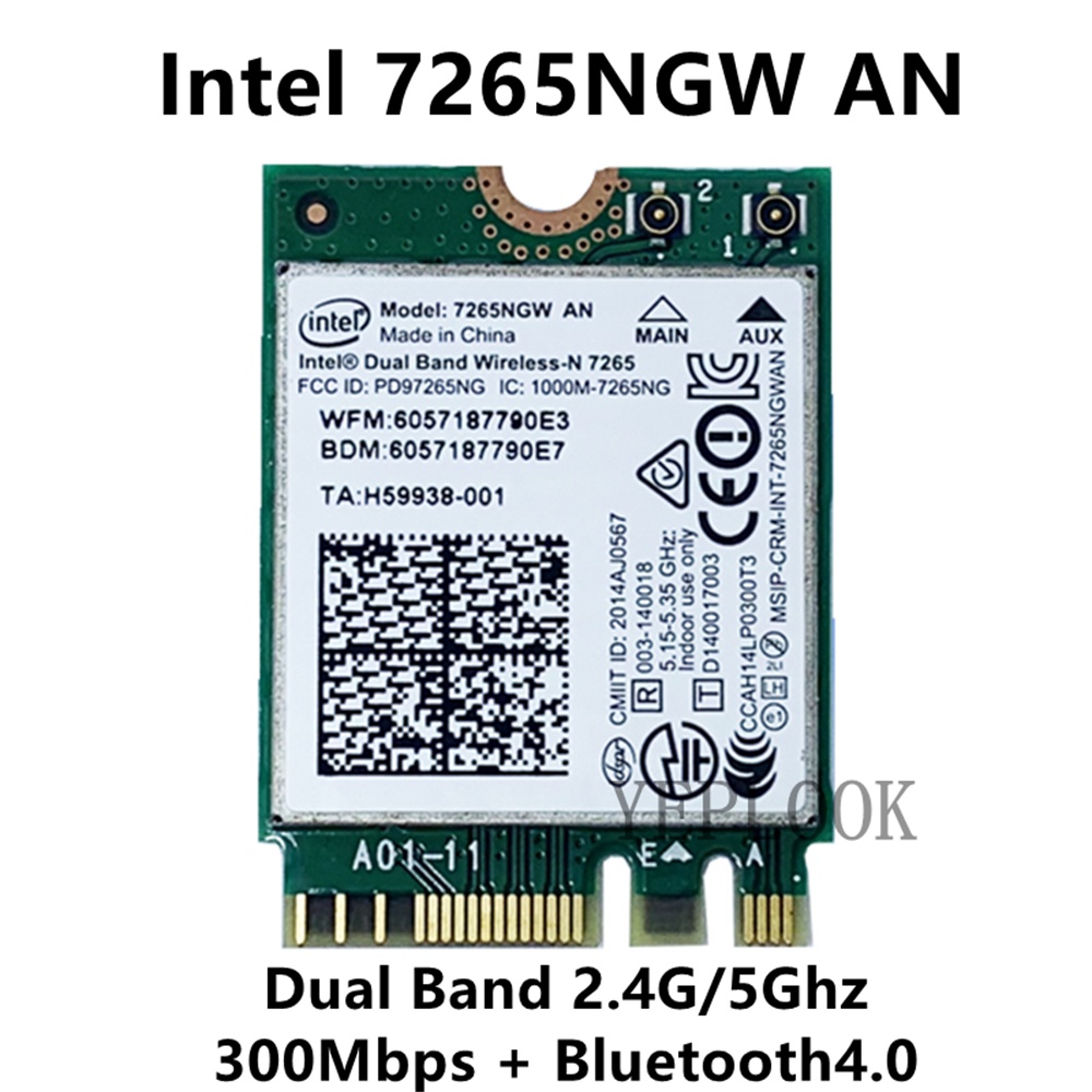 7265NGW AN 7265AN 2.4GHz / 5GHz 300Mbps Wifi + BT4.0 M.2 Thẻ Wifi