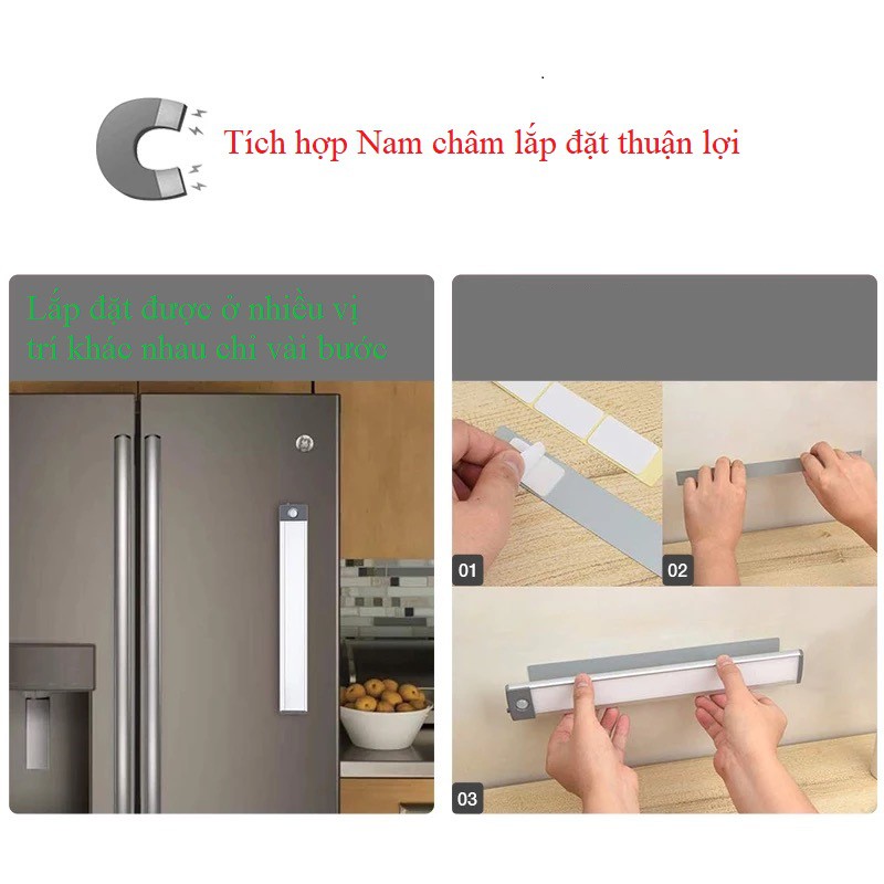 Bộ đèn LED cảm ứng cao cấp tiện dụng gắn tủ quần áo , tủ chén , cầu thang tự động sáng , tích hợp pin sạc. | BigBuy360 - bigbuy360.vn