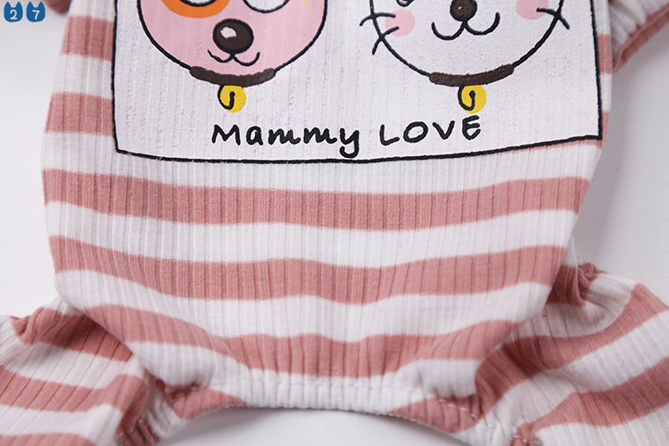 Bộ Áo Liền Quần Cotton Mềm Mại Họa Tiết Sọc Ngang 27G Thời Trang Cho Thú Cưng