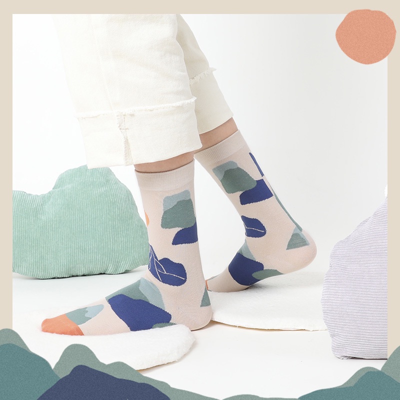 Vớ WAFNHA D210 vải cotton cổ cao phong cách cổ điển