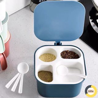 Hũ Đựng Gia Vị 4 Ngăn Có Nắp Đậy Và Tay Cầm Tiện Lợi [ Khohangphuongnguyen ]