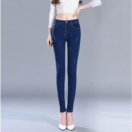 Quần Bò Nữ Dáng Skinny Quần Jean Nữ Lưng Cao Dáng Ôm Co Giãn